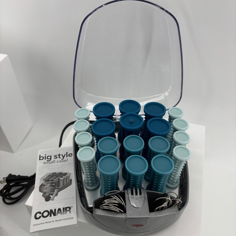 Conair Big Style Small Case 20 Multi-Size Hot Roller Set HS34XAM Curler Complete